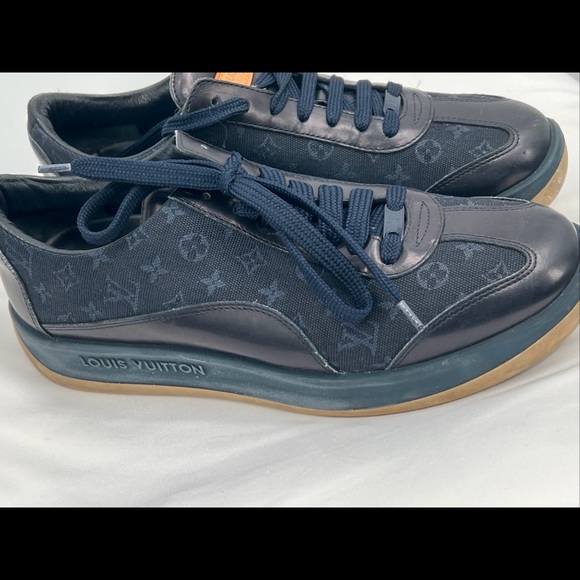 Louis Vuitton Women's Navy Monogram Mini Lin Canvas Sneakers EU Size 38 MA0052 - Picture 10 of 16